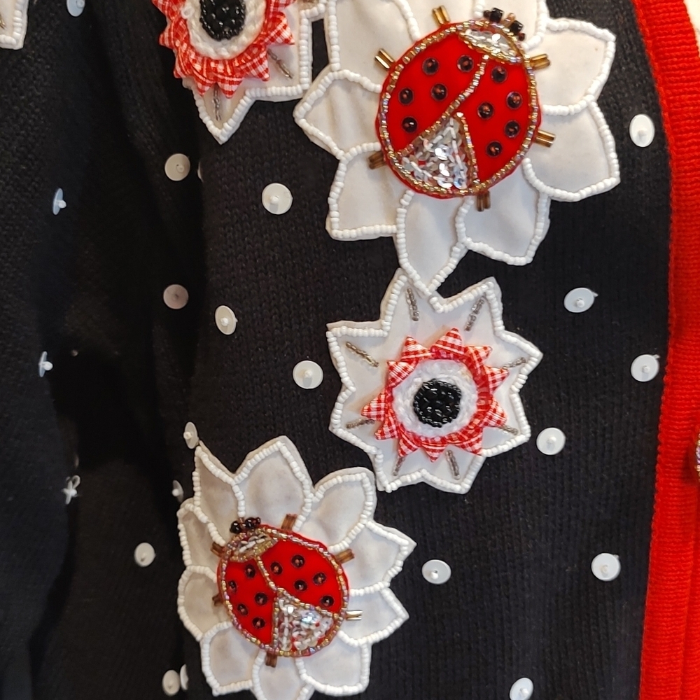 Philip & Jane Gordon Large Ladybug Zipper Up Sweater! RARE! - Picture 4 of 11